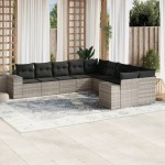 vidaXL Set canapele de grădină cu perne 10 piese gri deschis poliratan vidaXL Set canapele de grădină cu perne 10 piese gri deschis poliratan