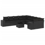 vidaXL Set canapele de grădină cu perne, 11 piese, negru, poliratan vidaXL Set canapele de grădină cu perne, 11 piese, negru, poliratan