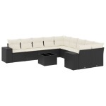 vidaXL Set canapele de grădină cu perne, 11 piese, negru, poliratan