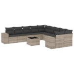 vidaXL Set canapele de grădină cu perne, 11 piese, gri, poliratan vidaXL Set canapele de grădină cu perne, 11 piese, gri, poliratan