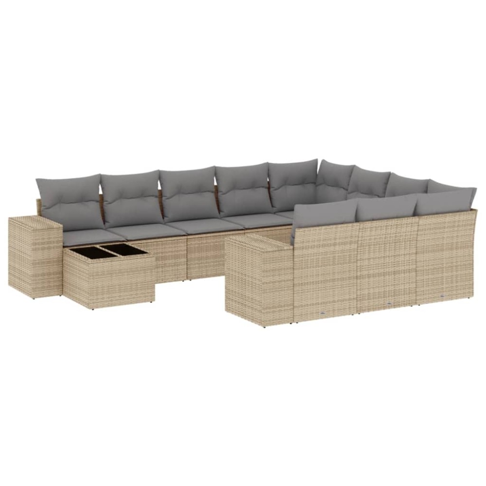 vidaXL Set canapele de grădină cu perne, 11 piese, bej, poliratan