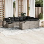 vidaXL Set canapele de grădină cu perne, 11 piese, gri, poliratan vidaXL Set canapele de grădină cu perne, 11 piese, gri, poliratan