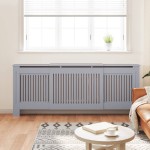 vidaXL Mască pentru calorifer, gri, 205 cm, MDF vidaXL Mască pentru calorifer, gri, 205 cm, MDF