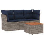 vidaXL Set canapea de grădină cu perne, 4 piese, gri, poliratan vidaXL Set canapea de grădină cu perne, 4 piese, gri, poliratan