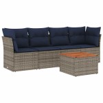 vidaXL Set canapea de grădină cu perne, 5 piese, gri, poliratan vidaXL Set canapea de grădină cu perne, 5 piese, gri, poliratan