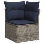 vidaXL Set canapea de grădină cu perne, 5 piese, gri, poliratan vidaXL Set canapea de grădină cu perne, 5 piese, gri, poliratan