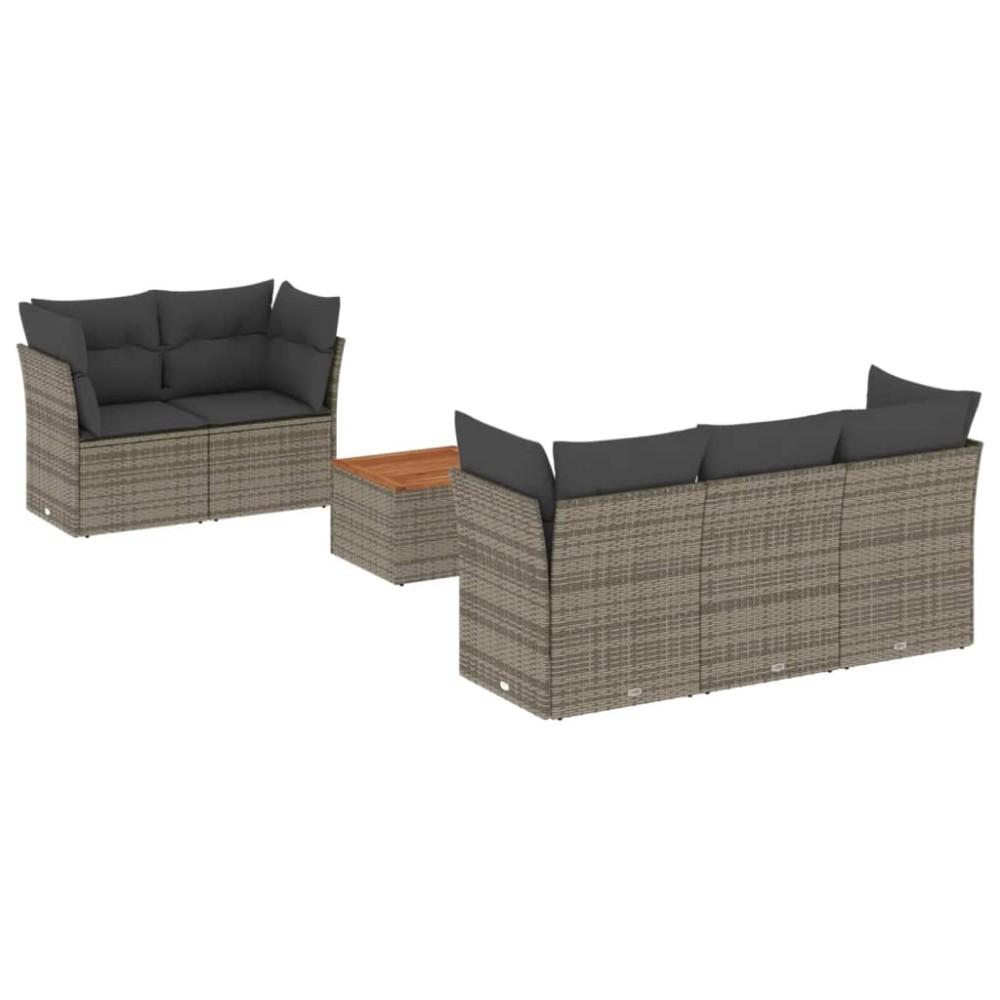 vidaXL Set mobilier grădină cu perne, 6 piese, gri, poliratan