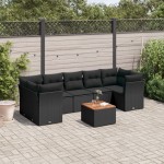 vidaXL Set mobilier de grădină cu perne, 8 piese, negru, poliratan vidaXL Set mobilier de grădină cu perne, 8 piese, negru, poliratan