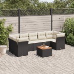 vidaXL Set mobilier de grădină cu perne, 8 piese, negru, poliratan vidaXL Set mobilier de grădină cu perne, 8 piese, negru, poliratan