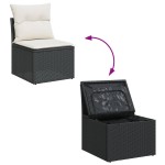 vidaXL Set mobilier de grădină cu perne, 8 piese, negru, poliratan vidaXL Set mobilier de grădină cu perne, 8 piese, negru, poliratan