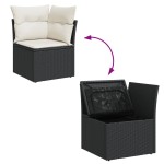 vidaXL Set mobilier de grădină cu perne, 8 piese, negru, poliratan vidaXL Set mobilier de grădină cu perne, 8 piese, negru, poliratan