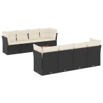 vidaXL Set mobilier de grădină cu perne, 9 piese, negru, poliratan vidaXL Set mobilier de grădină cu perne, 9 piese, negru, poliratan