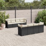 vidaXL Set mobilier de grădină cu perne, 9 piese, negru, poliratan vidaXL Set mobilier de grădină cu perne, 9 piese, negru, poliratan