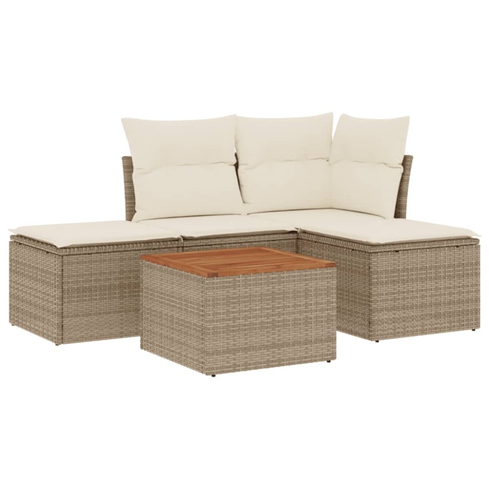 vidaXL Set canapele de grădină cu perne, 5 piese, bej, poliratan