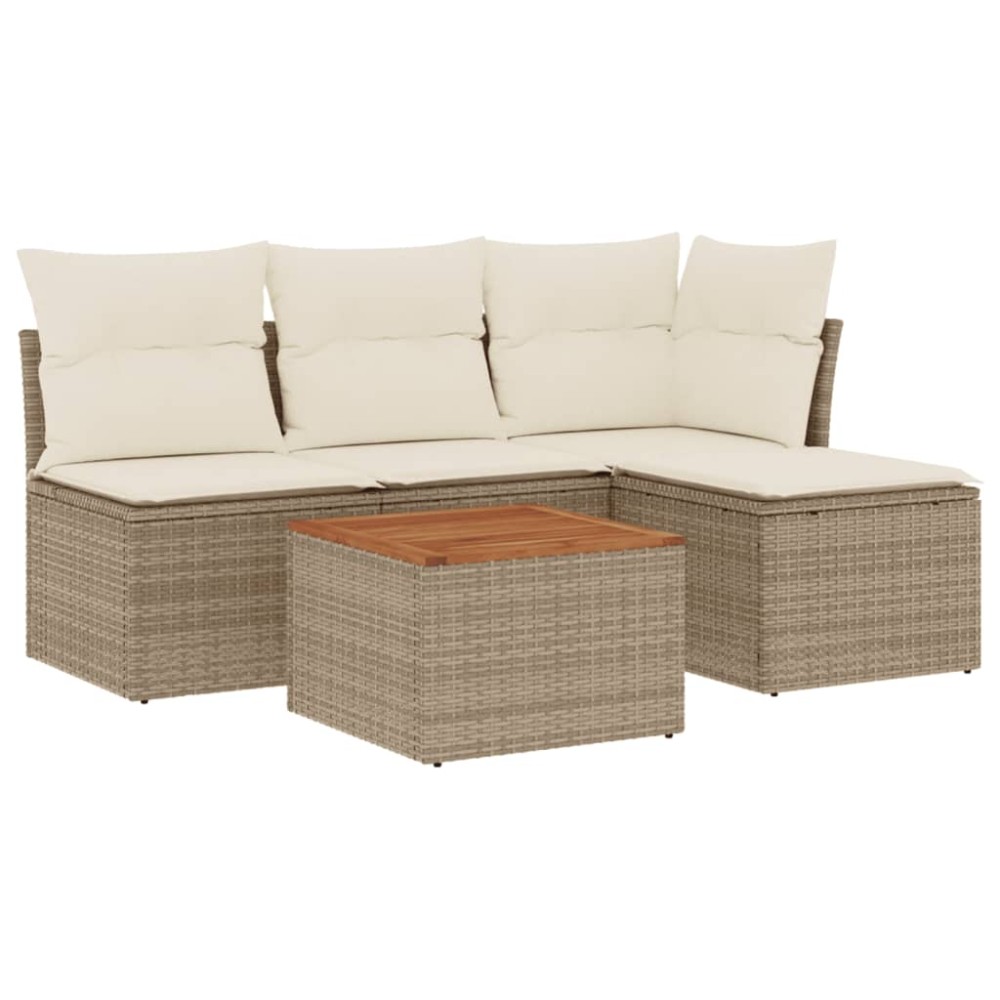 vidaXL Set canapele de grădină cu perne, 5 piese, bej, poliratan