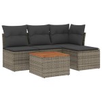 vidaXL Set canapea de grădină cu perne, 5 piese, gri, poliratan vidaXL Set canapea de grădină cu perne, 5 piese, gri, poliratan