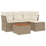 vidaXL Set canapele de grădină cu perne, 5 piese, bej, poliratan vidaXL Set canapele de grădină cu perne, 5 piese, bej, poliratan