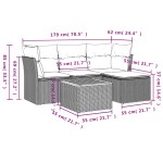 vidaXL Set canapea de grădină cu perne, 5 piese, gri, poliratan