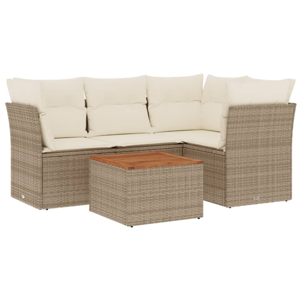 vidaXL Set canapele de grădină cu perne, 5 piese, bej, poliratan