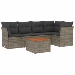 vidaXL Set mobilier grădină cu perne, 6 piese, gri, poliratan