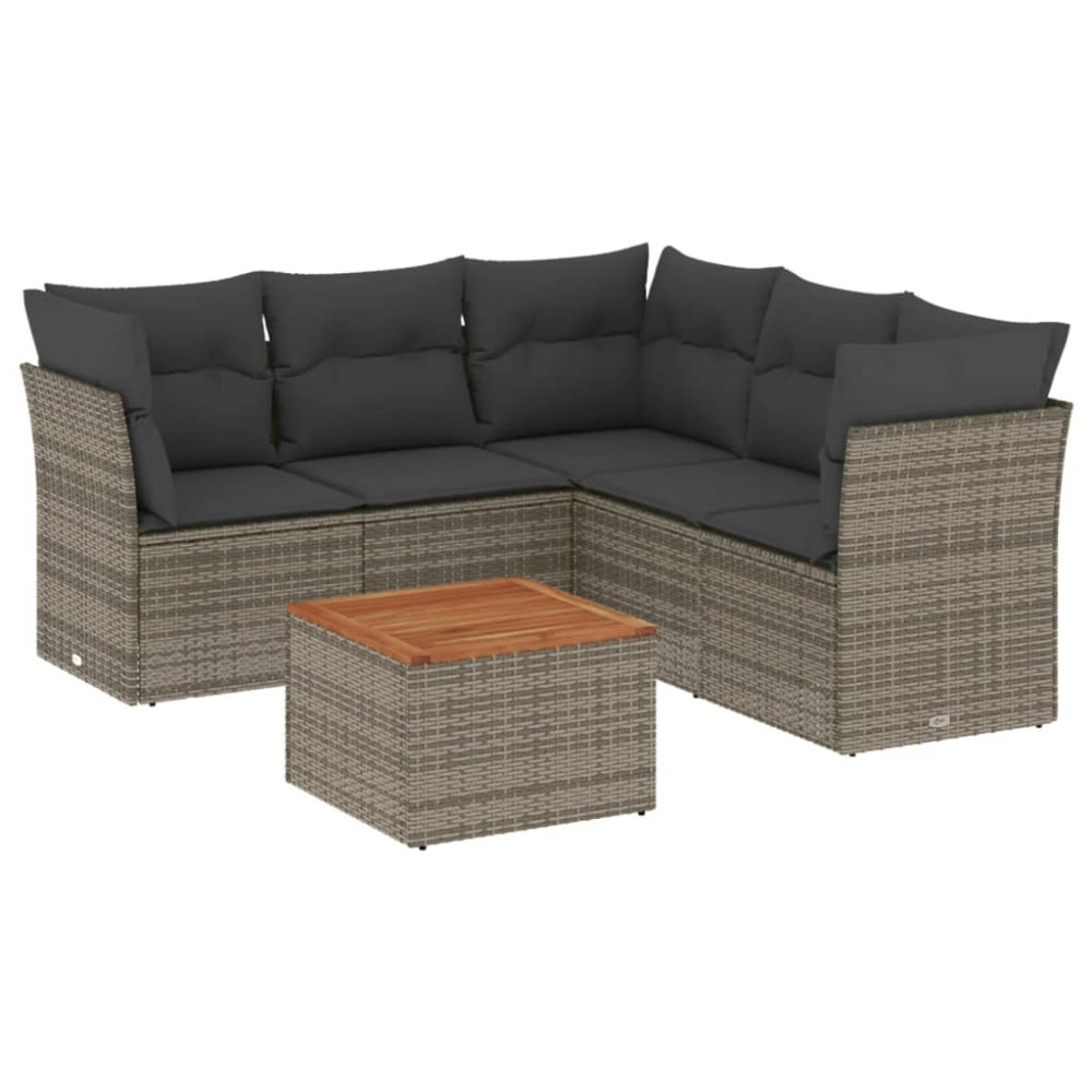 vidaXL Set mobilier grădină cu perne, 6 piese, gri, poliratan