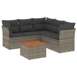 vidaXL Set mobilier grădină cu perne, 6 piese, gri, poliratan