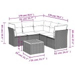 vidaXL Set mobilier grădină cu perne, 6 piese, gri, poliratan