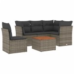 vidaXL Set mobilier grădină cu perne, 6 piese, gri, poliratan vidaXL Set mobilier grădină cu perne, 6 piese, gri, poliratan