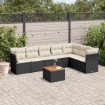 vidaXL Set mobilier de grădină cu perne, 8 piese, negru, poliratan vidaXL Set mobilier de grădină cu perne, 8 piese, negru, poliratan