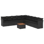 vidaXL Set canapele de grădină cu perne, 10 piese, negru, poliratan vidaXL Set canapele de grădină cu perne, 10 piese, negru, poliratan