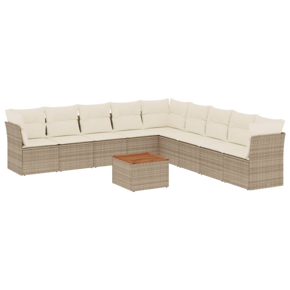 vidaXL Set canapele de grădină cu perne, 10 piese, bej, poliratan