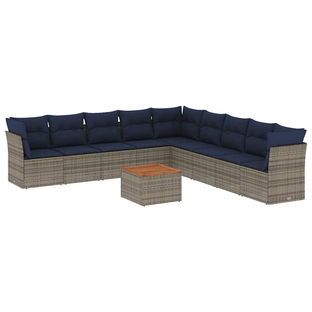 vidaXL Set canapele de grădină cu perne, 10 piese, gri, poliratan