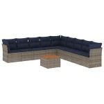 vidaXL Set canapele de grădină cu perne, 10 piese, gri, poliratan