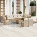 vidaXL Set canapele de grădină cu perne, 11 piese, bej, poliratan vidaXL Set canapele de grădină cu perne, 11 piese, bej, poliratan