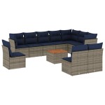 vidaXL Set canapele de grădină cu perne, 11 piese, gri, poliratan vidaXL Set canapele de grădină cu perne, 11 piese, gri, poliratan