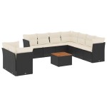 vidaXL Set canapele de grădină cu perne, 11 piese, negru, poliratan