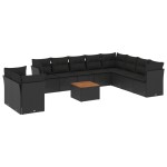 vidaXL Set canapele de grădină cu perne, 11 piese, negru, poliratan vidaXL Set canapele de grădină cu perne, 11 piese, negru, poliratan
