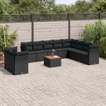 vidaXL Set canapele de grădină cu perne, 11 piese, negru, poliratan vidaXL Set canapele de grădină cu perne, 11 piese, negru, poliratan
