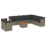 vidaXL Set canapele de grădină cu perne, 11 piese, gri, poliratan vidaXL Set canapele de grădină cu perne, 11 piese, gri, poliratan