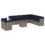 vidaXL Set canapele de grădină cu perne, 11 piese, gri, poliratan vidaXL Set canapele de grădină cu perne, 11 piese, gri, poliratan