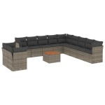 vidaXL Set canapea de grădină cu perne, 12 piese, gri, poliratan vidaXL Set canapea de grădină cu perne, 12 piese, gri, poliratan