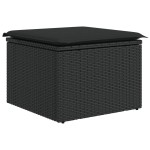 vidaXL Set mobilier de grădină cu perne, 8 piese, negru, poliratan