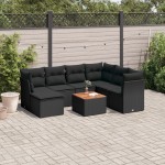 vidaXL Set mobilier de grădină cu perne, 8 piese, negru, poliratan vidaXL Set mobilier de grădină cu perne, 8 piese, negru, poliratan