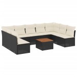 vidaXL Set canapele de grădină cu perne, 10 piese, negru, poliratan