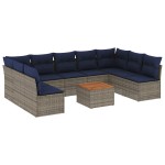 vidaXL Set canapele de grădină cu perne, 10 piese, gri, poliratan
