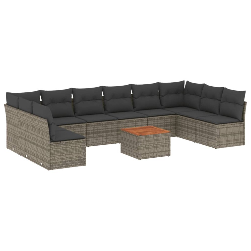 vidaXL Set canapele de grădină cu perne, 11 piese, gri, poliratan