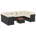 vidaXL Set canapele de grădină cu perne, 10 piese, negru, poliratan vidaXL Set canapele de grădină cu perne, 10 piese, negru, poliratan