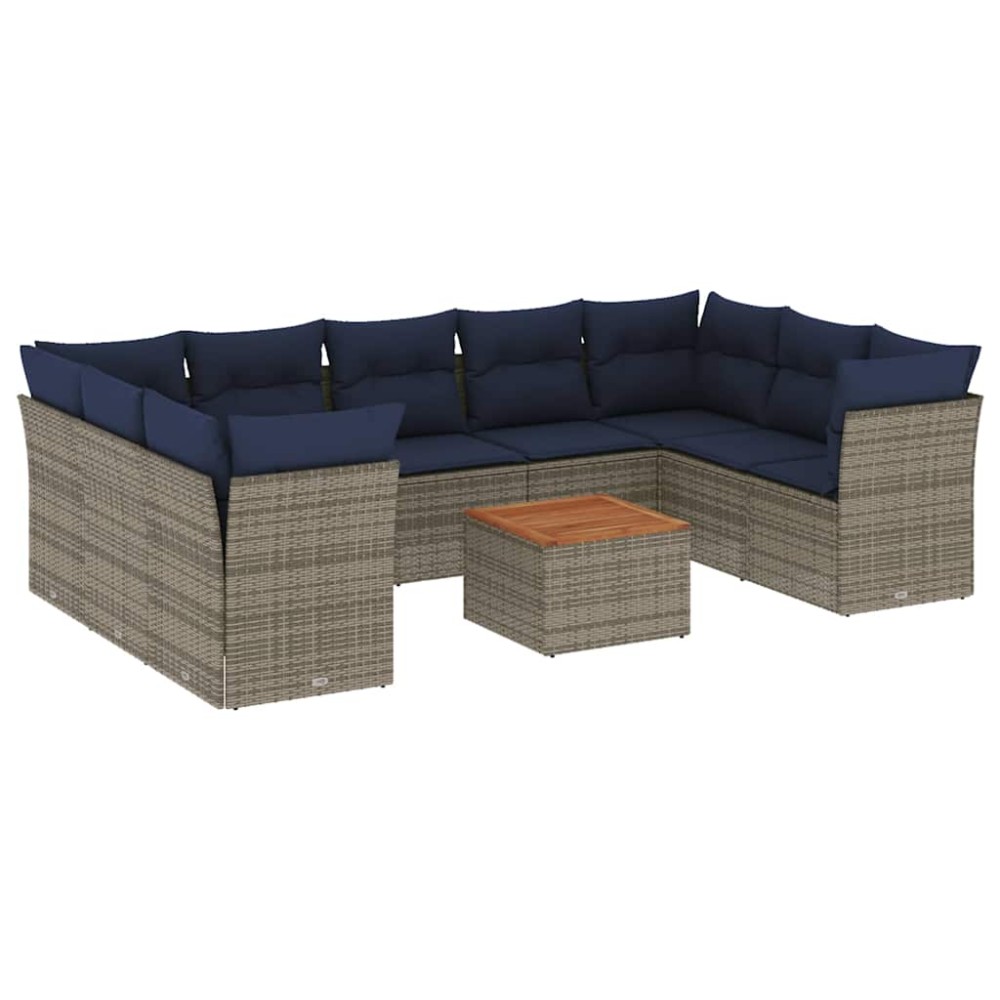 vidaXL Set canapele de grădină cu perne, 10 piese, gri, poliratan