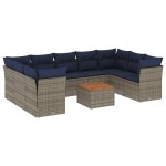 vidaXL Set canapele de grădină cu perne, 10 piese, gri, poliratan
