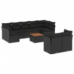 vidaXL Set canapele de grădină cu perne, 10 piese, negru, poliratan vidaXL Set canapele de grădină cu perne, 10 piese, negru, poliratan
